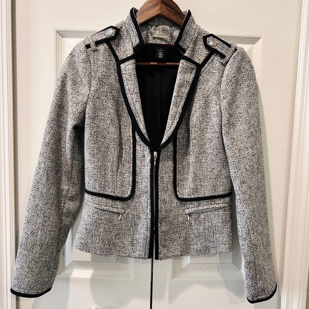 White House Black Market Tweed Military-Inspired Jacket | Size 2 - Picture 3 of 12